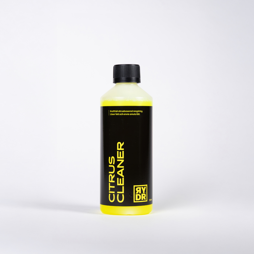 Vit flaska med gul RYDR Citrus cleaner, 500ml