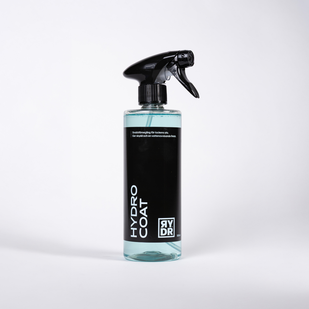 Genomskinlig sprayflaska med transparent ljusblå RYDR Hyrdro Coat, 500ml.
